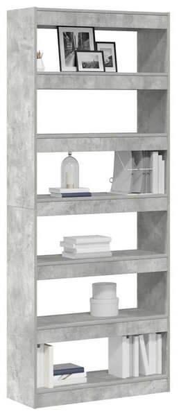 VidaXL Könyvszekrény polcokkal Beton szürke 80 x 30 x 198 cm Faanyag