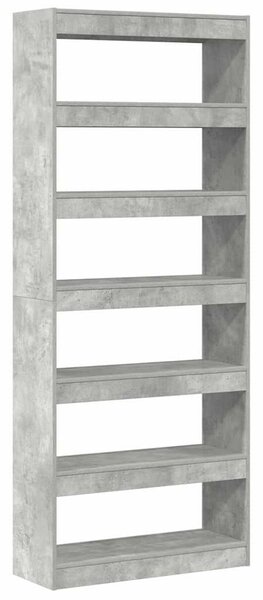 VidaXL Könyvszekrény polcokkal Beton szürke 80 x 30 x 198 cm Faanyag