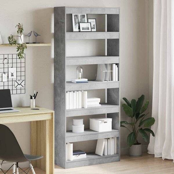 VidaXL Könyvszekrény polcokkal Beton szürke 80 x 30 x 198 cm Faanyag
