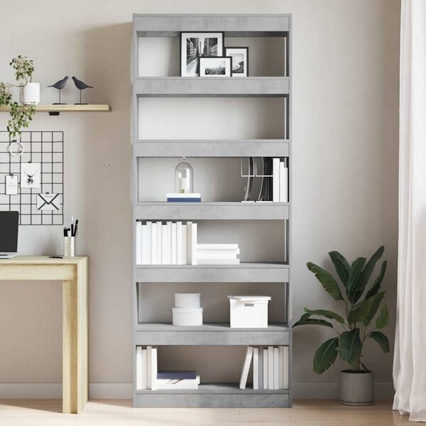 VidaXL Könyvszekrény polcokkal Beton szürke 80 x 30 x 198 cm Faanyag