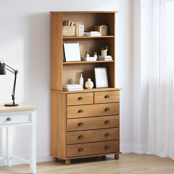 VidaXL bufet 'ASKIM'Mézbarna 91x40x199,5 cm Tömörfa Fenyő