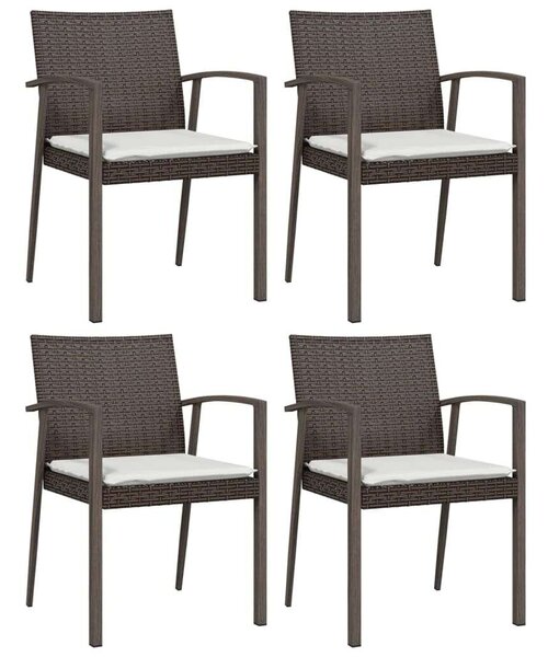 VidaXL 5-részes polyrattan és acél kerti étkezőgarnitúra párnával