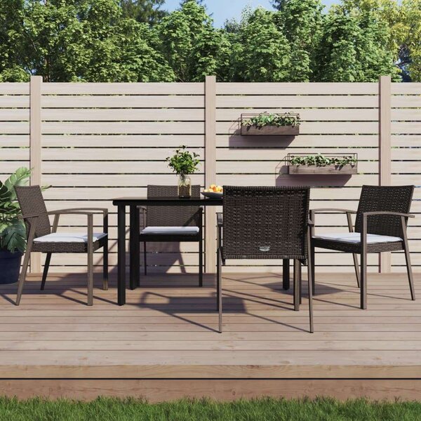 VidaXL 5-részes polyrattan és acél kerti étkezőgarnitúra párnával