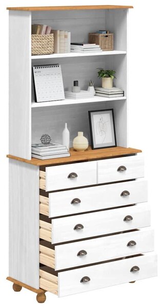 VidaXL Kagy fiókkal ASKIM Fehér 91 x 40 x 200,5 cm Tömör fenyőfa