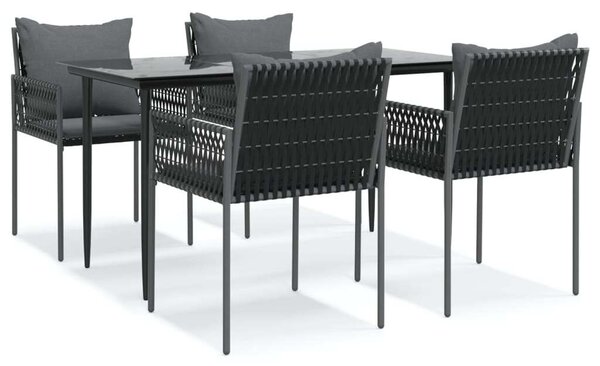 VidaXL 5-részes polyrattan és acél kerti étkezőgarnitúra párnával