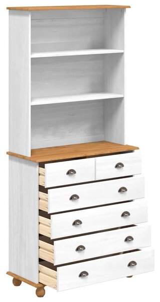 VidaXL Kagy fiókkal ASKIM Fehér 91 x 40 x 200,5 cm Tömör fenyőfa