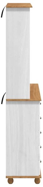VidaXL Kagy fiókkal ASKIM Fehér 91 x 40 x 200,5 cm Tömör fenyőfa