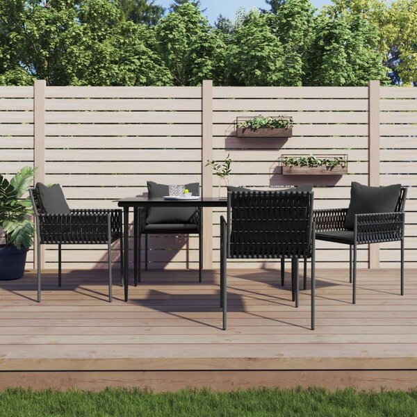 VidaXL 5-részes polyrattan és acél kerti étkezőgarnitúra párnával