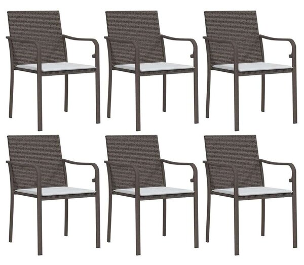 VidaXL 7-részes polyrattan és acél kerti étkezőgarnitúra párnával