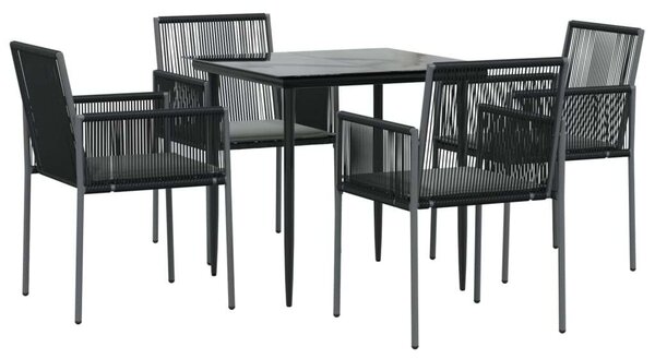 VidaXL Kerti Étkezőgarnitúra - 5 részes - Fekete Polyrattan