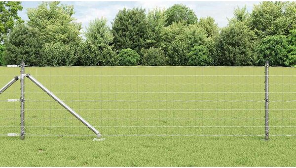 VidaXL Kerítés oszlopokkal Ezüst 0,4 x 25 m Acél