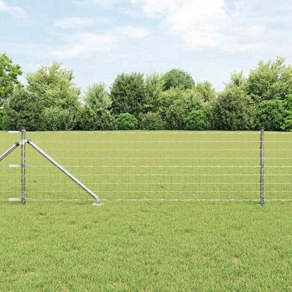 VidaXL Kerítés oszlopokkal Ezüst 0,4 x 25 m Acél