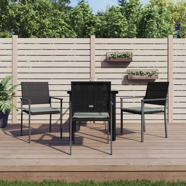 VidaXL 5-részes polyrattan és acél kerti étkezőgarnitúra párnával