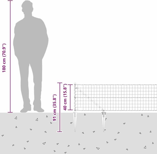 VidaXL Kerítés oszlopokkal Ezüst 0,4 x 25 m Acél