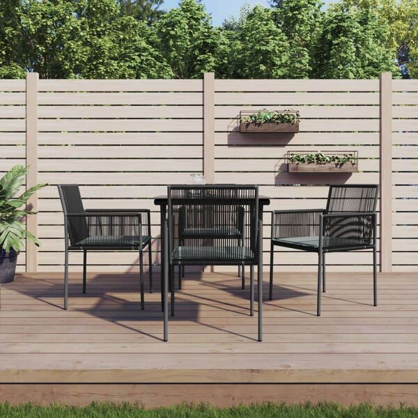 VidaXL Kerti Étkezőgarnitúra - 5 részes - Fekete Polyrattan