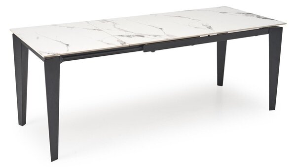 Asztal Houston 2157, 77x81cm, Fehér márvány, Fekete
