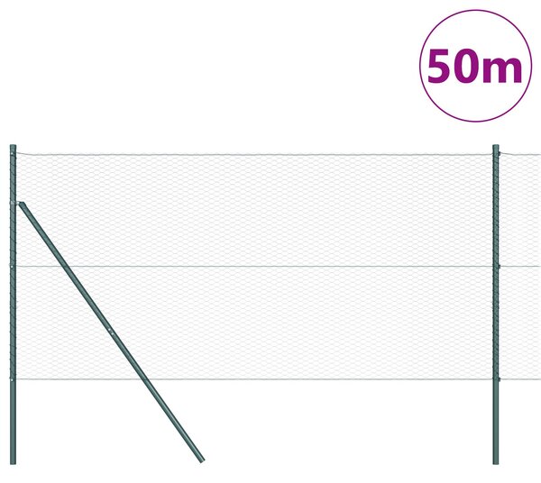 VidaXL Hatszögletű kerítés talajrögzítő 50 x 1,4 m PVC-bevonatos acél