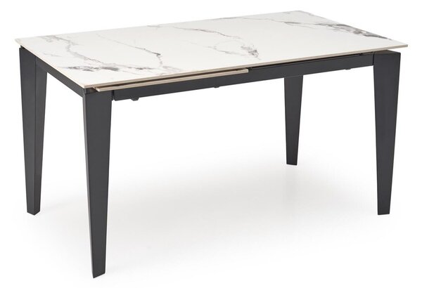 Asztal Houston 2157, 77x81cm, Fehér márvány, Fekete