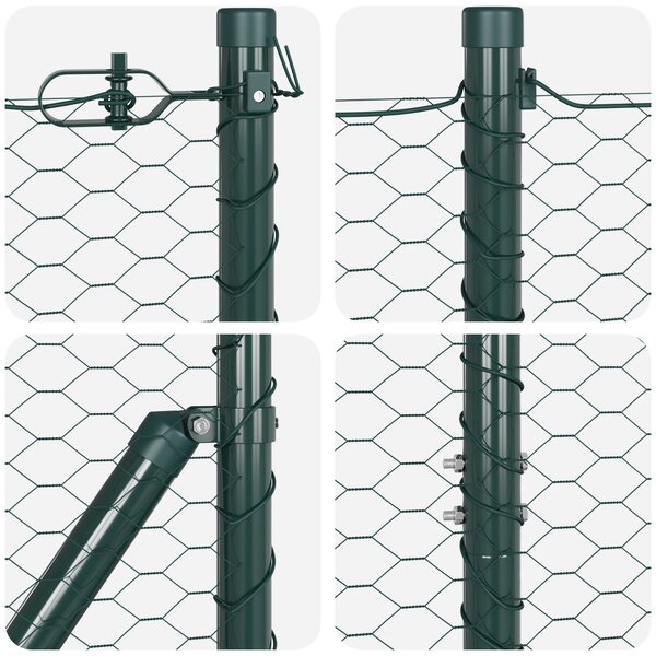 VidaXL Hatszögletű kerítés talajrögzítő 50 x 1,4 m PVC-bevonatos acél