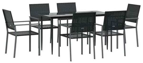 VidaXL 7-részes polyrattan és acél kerti étkezőgarnitúra