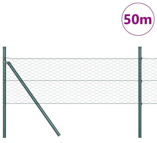 VidaXL Hatszögletű kerítés talajrögzítő 50 x 0,8 m PVC-bevonatos acél
