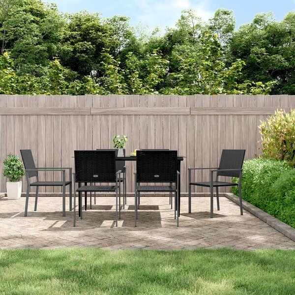 VidaXL 7-részes polyrattan és acél kerti étkezőgarnitúra