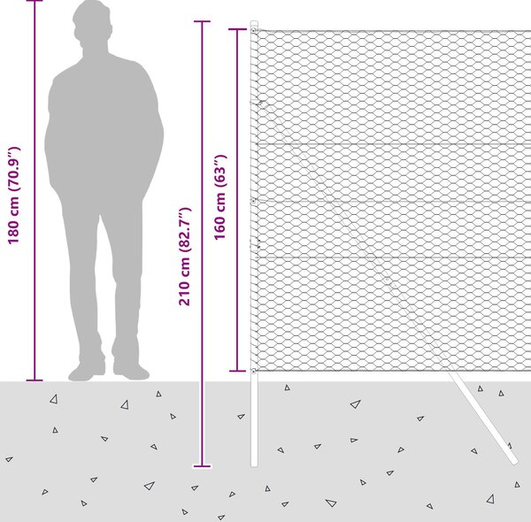 VidaXL Hatszögletű kerítés talajrögzítő 50 x 1,6 m PVC-bevonatos acél