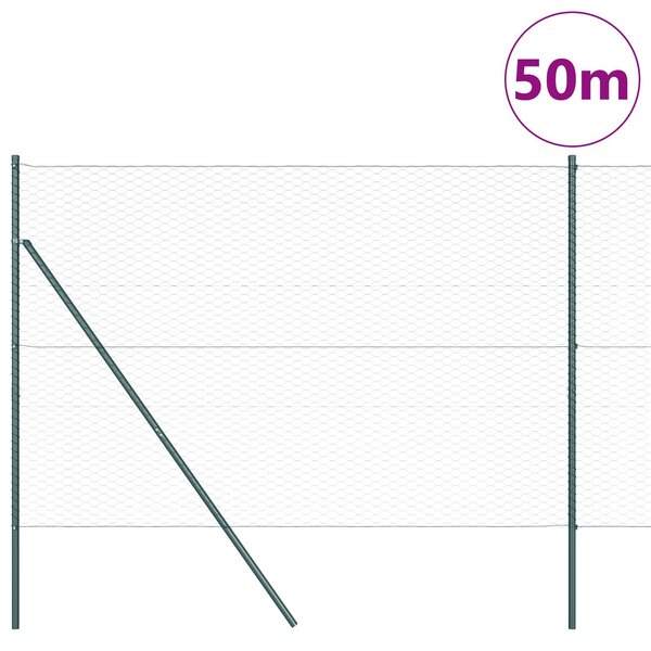 VidaXL Hatszögletű kerítés talajrögzítő 50 x 1,6 m PVC-bevonatos acél