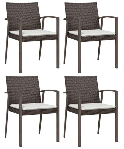 VidaXL 5-részes polyrattan és acél kerti étkezőgarnitúra párnával
