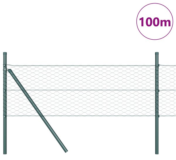 VidaXL Hatszögletű kerítés talajrögzítő 100 x 0,8 m PVC-bevonatos acél