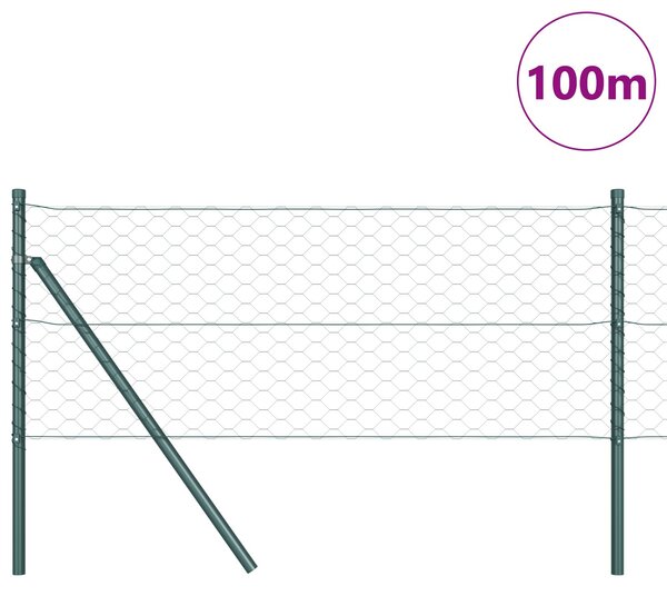 VidaXL Hatszögletű kerítés talajrögzítő 100 x 0,6 m PVC-bevonatos acél