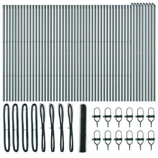 VidaXL Hatszögletű kerítés talajrögzítő 100 x 1,4 m PVC-bevonatos acél