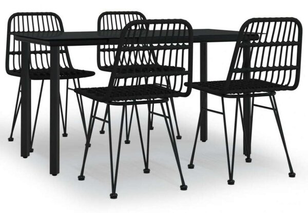 VidaXL 5 részes fekete polyrattan kerti étkezőgarnitúra