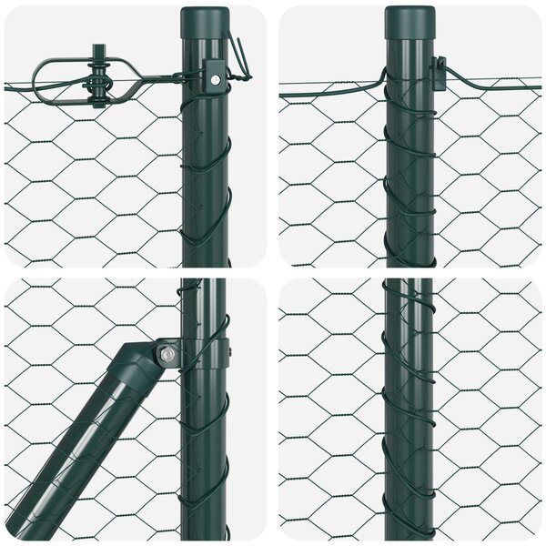 VidaXL Hatszögletű kerítés talajrögzítő 100 x 0,4 m PVC-bevonatos acél