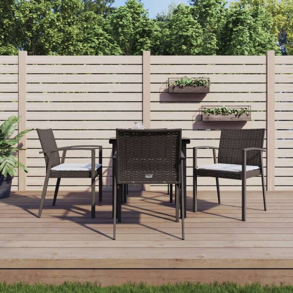 VidaXL 5-részes polyrattan és acél kerti étkezőgarnitúra párnával