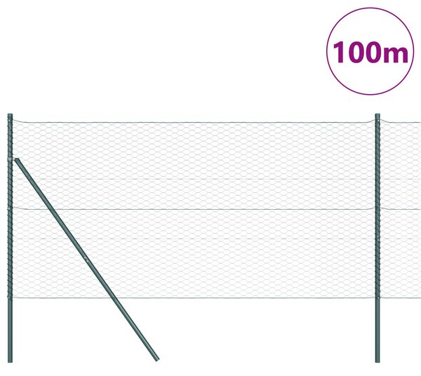 VidaXL Hatszögletű kerítés talajrögzítő 100 x 1,4 m PVC-bevonatos acél