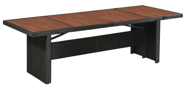 VidaXL 9-részes fekete polyrattan kültéri étkezőszett párnákkal