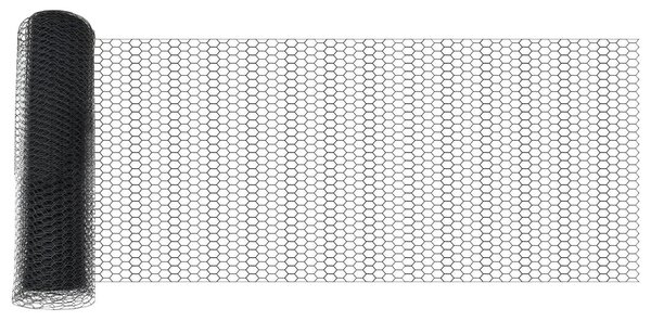 VidaXL Hatszögletű kerítés oszlopokkal 100 x 0,5 m PVC-bevonatos acél