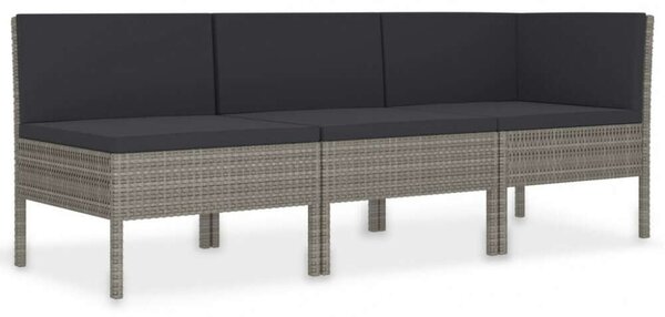VidaXL Polyrattan Kerti Ülőgarnitúra - 3 részes - Szürke