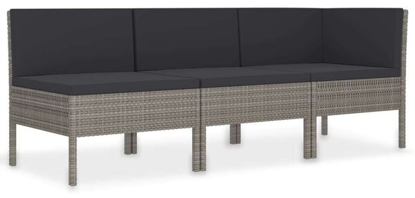 VidaXL Polyrattan Kerti Ülőgarnitúra - 3 részes - Szürke