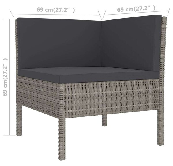 VidaXL Polyrattan Kerti Ülőgarnitúra - 3 részes - Szürke