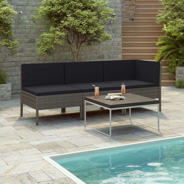 VidaXL Polyrattan Kerti Ülőgarnitúra - 3 részes - Szürke