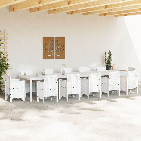 VidaXL Kerti Asztal Fehér 400x100x73 cm Poli Rattan