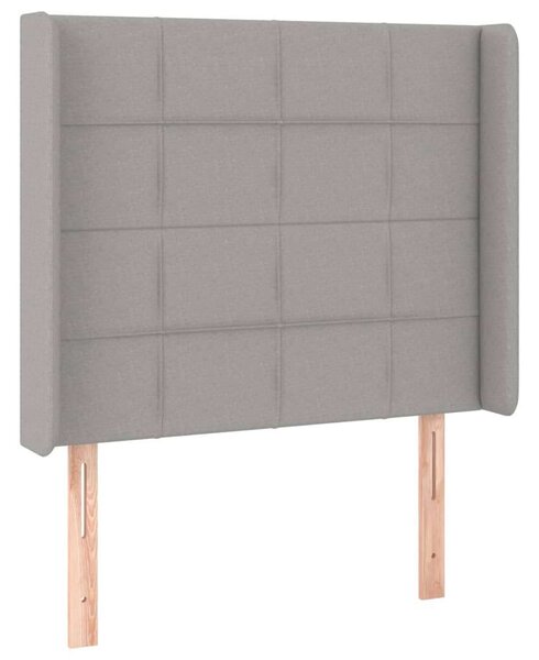 Világosszürke szövet led-es fejtámla 103x16x118/128 cm