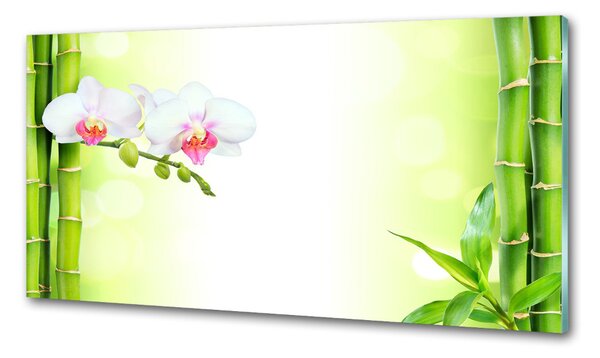 Konyhai hátfalpanel Orchidea és bambusz