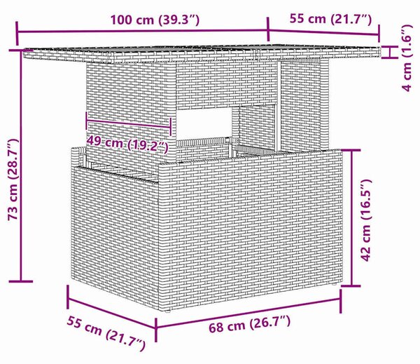 Kerti kanapé szett 5 darab Szürke Rattan Kerti kanapé