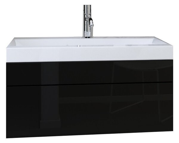 DREAM I 60 Luna fekete fürdőszoba mosdószekrény + tükör + mosdó