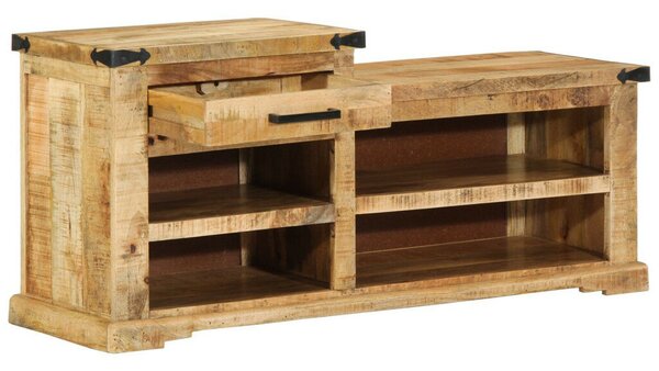 VidaXL Cipőpad 110x35x50 cm Tömör durva fa mangó