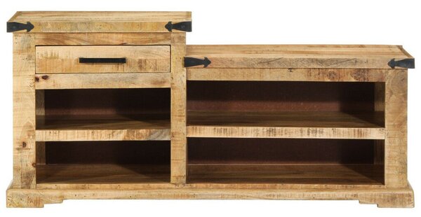 VidaXL Cipőpad 110x35x50 cm Tömör durva fa mangó
