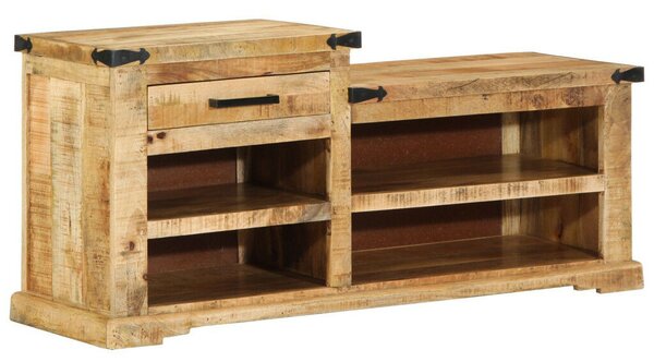VidaXL Cipőpad 110x35x50 cm Tömör durva fa mangó